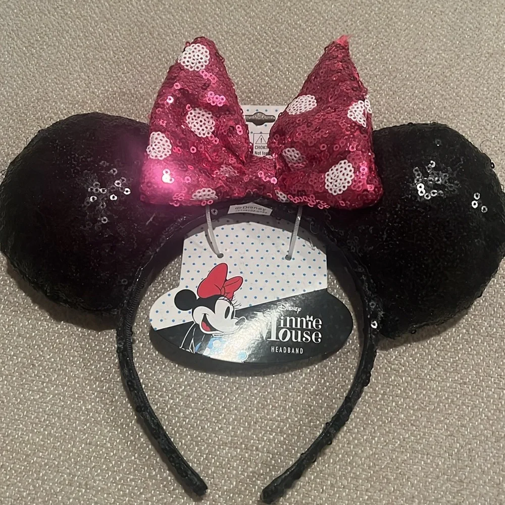 Disney Minnie Mouse Black and Pink Sequin Ears